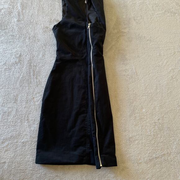 Helmut Lang Dress Womens 4 Black Velveteen Full Size Zip LBD Cocktail Evening - Picture 6 of 9
